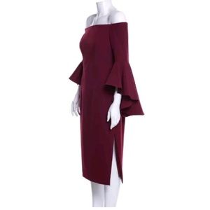 Milly off the Shoulder Burgundy Cocktail Dress